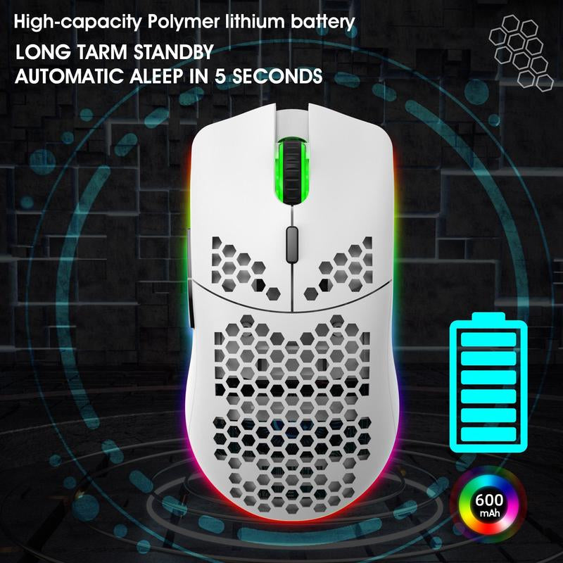 Fall HXSJ New RGB Wireless 2.4G Gaming Mouse, Rechargeable RGB Light Optical Mouse, Plug and Play Ergonomic Mouse for Desktop Notebook PC Home Office, Tech Gadgets, Gaming Mouse