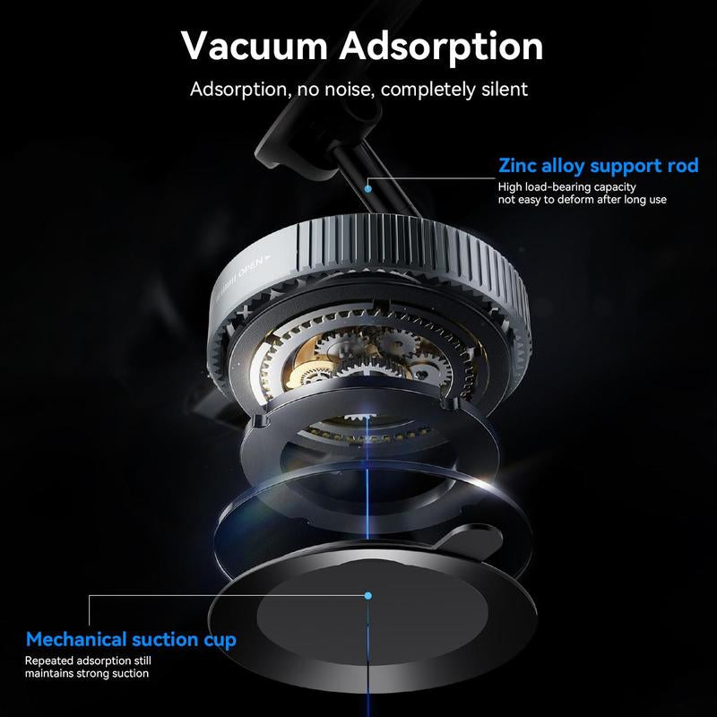 Upgraded Magnetic Phone Holder,Unpowered Version 360° Rotatable Adjustable and Foldable Magnetic & Vacuum Adsorption Car Holder, No Noise for Iphone & Android