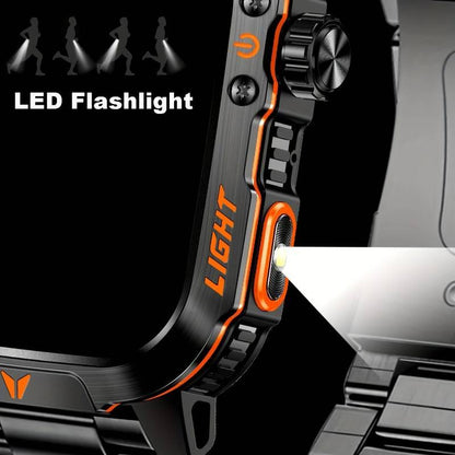 New 2025 Manly Style Smart Sports Watch with Ledlights Wireless Calling, Message Reminders,Sports Mode, Voice Assistant, Weather Push,Stopwatch, Timer, Stopwatch and Otherfunctions, Smartwatch for Men, Compatiblewith Android and Iphone Phones