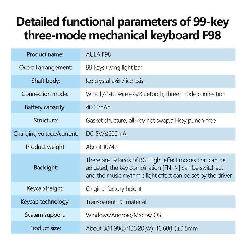 Wireless Gaming Keyboard, RGB Backlight Gaming Keyboard, Rechargeable Wireless Keyboard for Home Office, Gaming Accessories for Boys & Girls as Gift