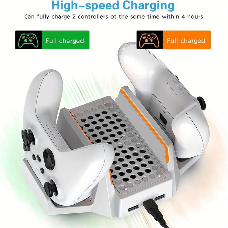 Cooling Stand with Dual Cooling Fan for Xbox Series S, Dual Controller Charging Rack with LED Indicator, 3 Gears Adjustable Speed Low Noise Console Accessories, Gaming Products