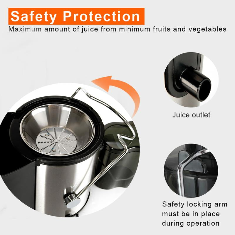 800W Electric Juicer – Wide Mouth, Easy to Clean, High Juice Yield, Perfect for Fruits & Veggies