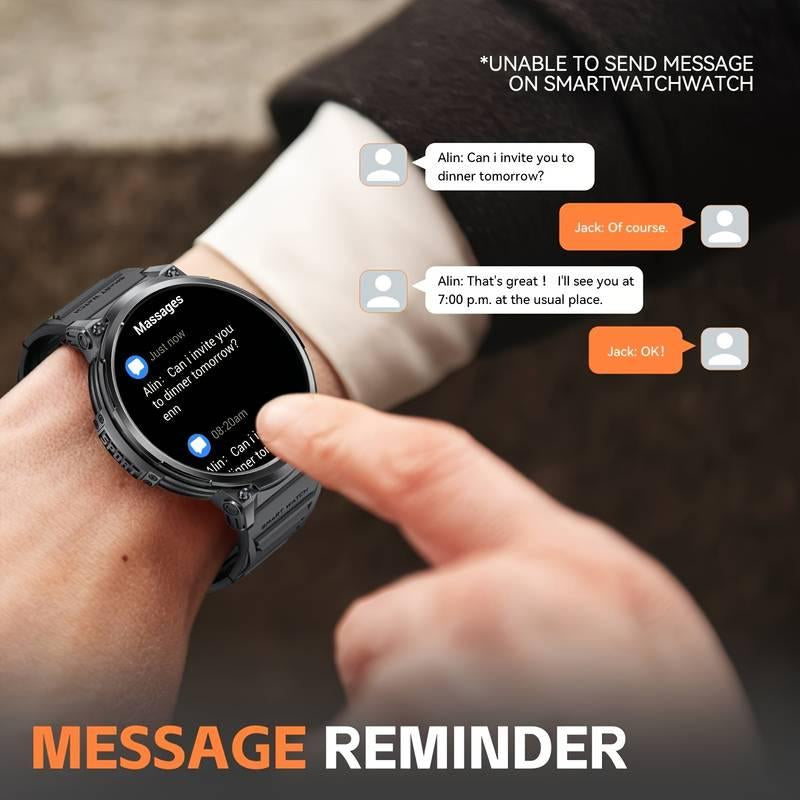 Smart Watch with LED Flashlight 1.85Inch Smartwatch 730Mah Large Battery 114 Sports Modes Fitness Watch Sleep Tracker Tactical Sport Watch Man Clock Black