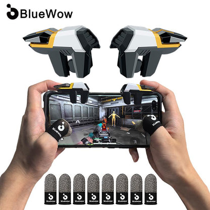 Bluewow Mobile Game Trigger Mobile Game Controller 6 Fingers for Iphone & Android, Smartphone & Cellphone Accessories for FPS Games Console, CODM Freefire