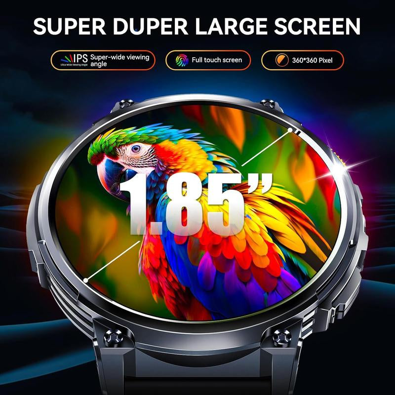 Smart Watch with LED Flashlight 1.85Inch Smartwatch 730Mah Large Battery 114 Sports Modes Fitness Watch Sleep Tracker Tactical Sport Watch Man Clock Black
