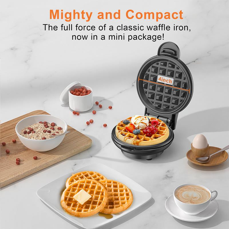 Crownful Mini Waffle Maker, Non-Stick, 4 Inch Chaffle Maker for Familes and Kids, Perfect for Breakfast, Dessert, Sandwich, Egg Cooker Machine & Kitchen Appliances