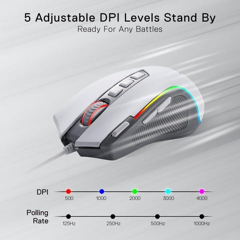 Redragon M612 Predator RGB Gaming Mouse, 8000 DPI Wired Optical Gamer Mouse with 11 Programmable Buttons & 5 Backlit Modes, Software Supports DIY Keybinds Rapid Fire Button