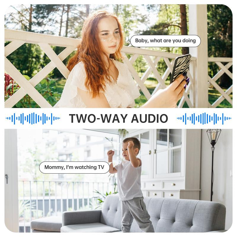 3MP 5G&2.4Ghz Wifi Camera with Motion Detection and Two-Way Audio for Home Security - Wireless, Automatic Cable Monitoring Phone