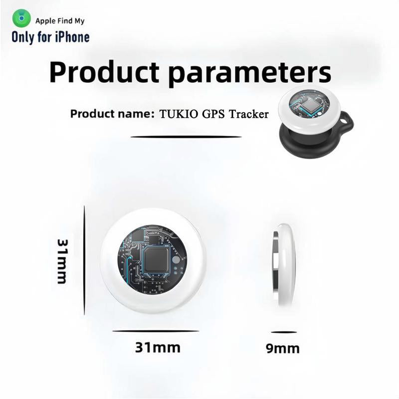 [Fall Deals] Tukio GPS Tracker for Cars & Pets - Mini Clear Design, Weatherproof Case, Anti-Lost Device, Works with Apple Find My Ios Only, IP67 Waterproof, Replaceable Battery Protection