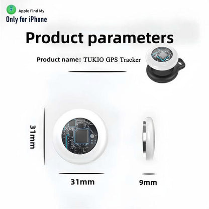 [Fall Deals] Tukio GPS Tracker for Cars & Pets - Mini Clear Design, Weatherproof Case, Anti-Lost Device, Works with Apple Find My Ios Only, IP67 Waterproof, Replaceable Battery Protection