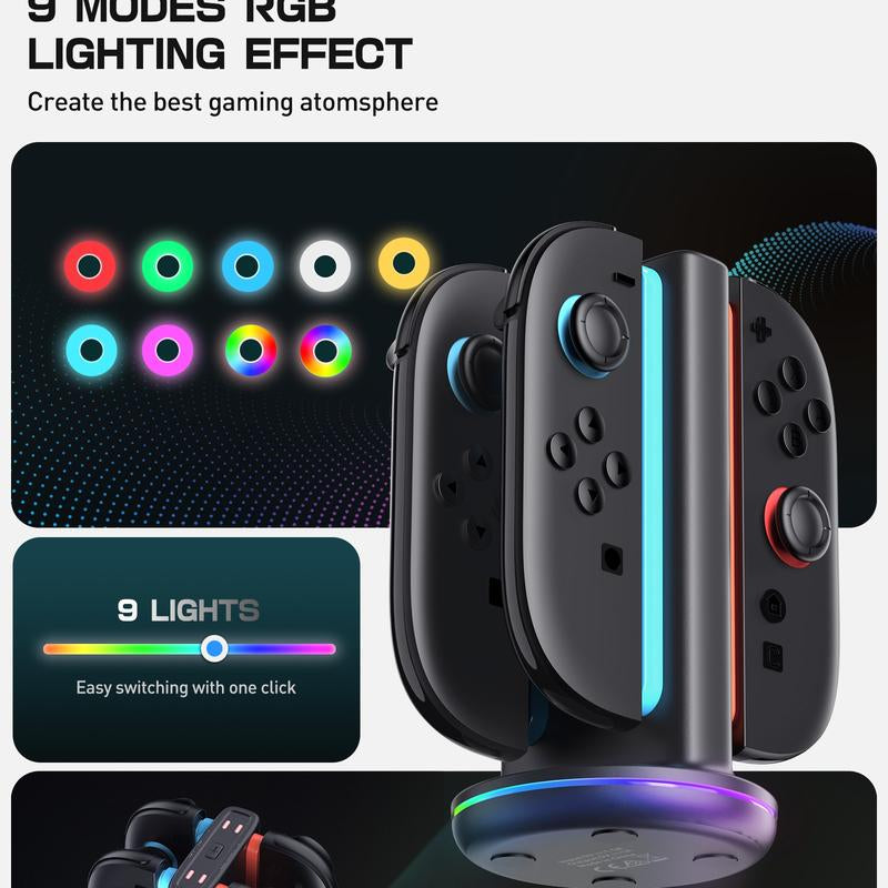 Supcase Charging Dock for Nintendo Switch 2 Joy-Con Controllers – 4 in 1 Fast Charger Station, Magnetic & Weighted Base, Bi-Directional Design, LED Indicators & Overcharge Protection