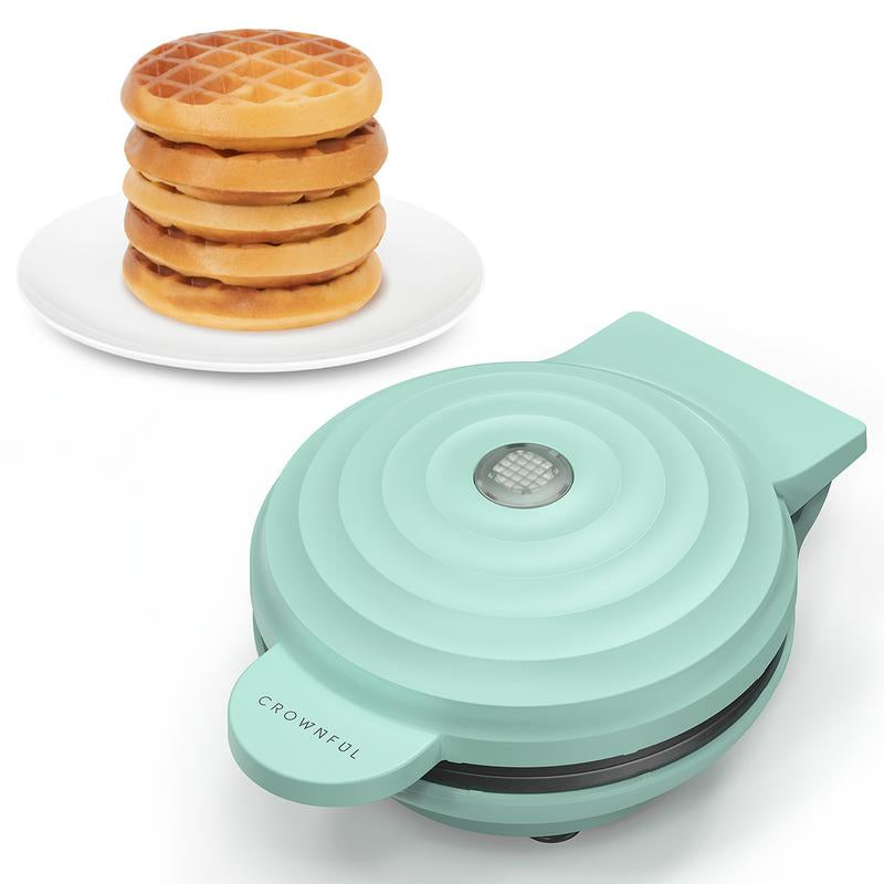 Crownful Mini Waffle Maker, Non-Stick, 4 Inch Chaffle Maker for Familes and Kids, Perfect for Breakfast, Dessert, Sandwich, Egg Cooker Machine & Kitchen Appliances