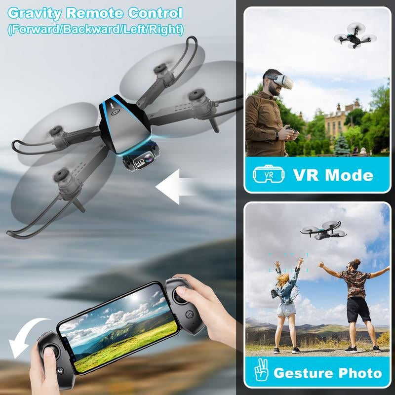 1080P HD Camera Drone for Beginners (Kids/Adults) - Foldable Mini Design, Stable Hover, Trajectory Flight, 90° Lens, 3D Flip, One Key Start Fpv Rechargeable Adjustable Cameravlogging