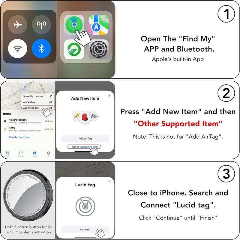 [Fall Deals] Tukio GPS Tracker for Cars & Pets - Mini Clear Design, Weatherproof Case, Anti-Lost Device, Works with Apple Find My Ios Only, IP67 Waterproof, Replaceable Battery Protection