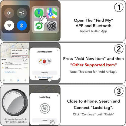 [Fall Deals] Tukio GPS Tracker for Cars & Pets - Mini Clear Design, Weatherproof Case, Anti-Lost Device, Works with Apple Find My Ios Only, IP67 Waterproof, Replaceable Battery Protection