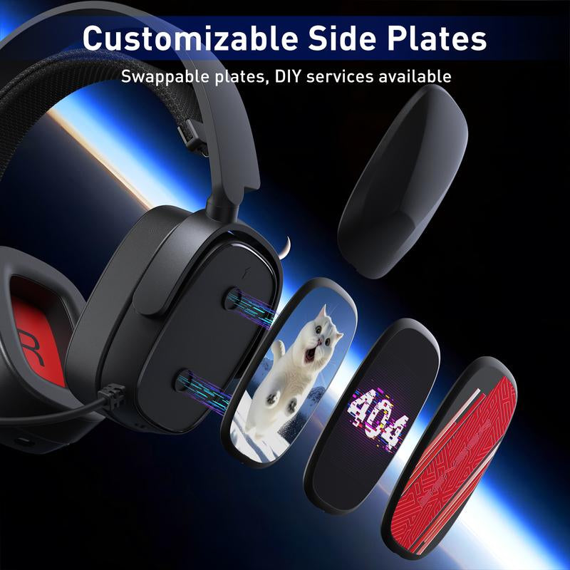 SENZER X100 2.4G Wireless Gaming Headset, Get Rid of the Wired Constraints, Soft and Comfortable Ear Cups, No Pressure on the Ears and Head, Suitable for PS4, PS5, PC, Can Be Connected to Different Devices via USB, BT, Cable. Audio Headphone